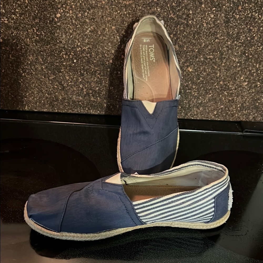 Toms Blue Nautical Loafers Slip-Ons